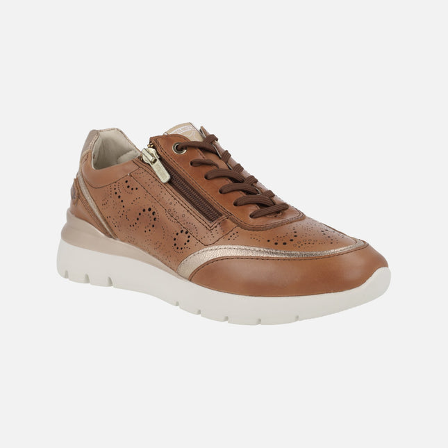 Leather sneakers for women Cantabria with die -cut drawings