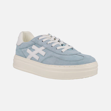 Athletic Sneakers in light Blue Suede