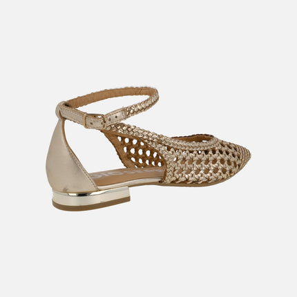 Golden braided leather ballerinas Dell