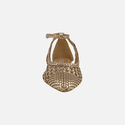 Golden braided leather ballerinas Dell