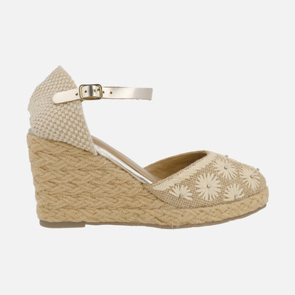 Bennet high wedged espadrilles with flowers detail