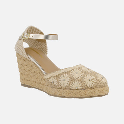 Bennet high wedged espadrilles with flowers detail