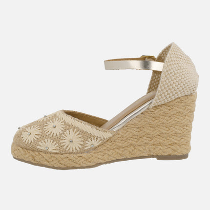 Bennet high wedged espadrilles with flowers detail