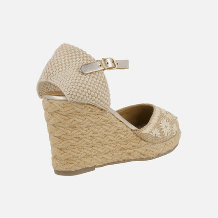 Bennet high wedged espadrilles with flowers detail