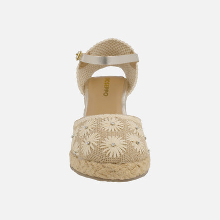 Bennet high wedged espadrilles with flowers detail