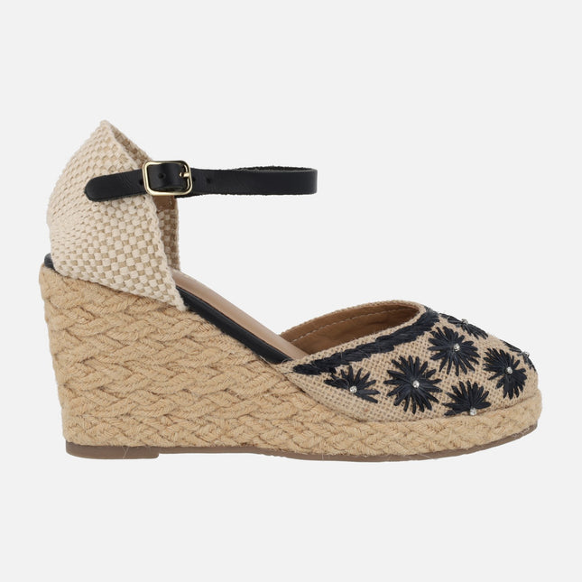 Bennet high wedged espadrilles with flowers detail