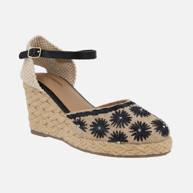 Bennet high wedged espadrilles with flowers detail