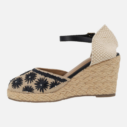 Bennet high wedged espadrilles with flowers detail