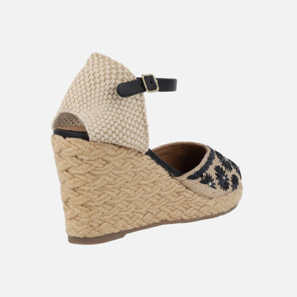 Bennet high wedged espadrilles with flowers detail