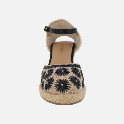 Bennet high wedged espadrilles with flowers detail