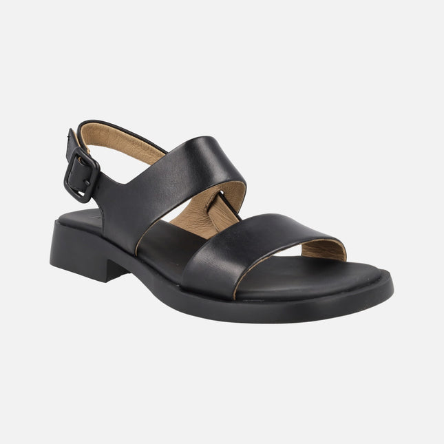 Women's leather sandals with low heel Dana