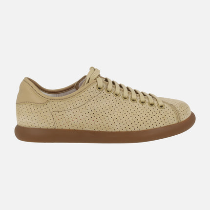 Zapatillas deportivas Pelotas Soller en nobuck beige con picados