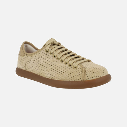 Zapatillas deportivas Pelotas Soller en nobuck beige con picados