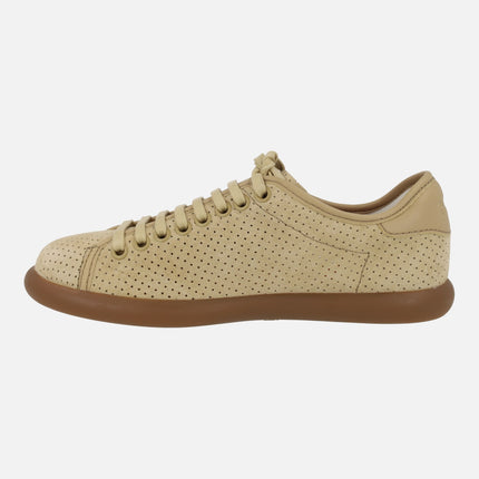 Zapatillas deportivas Pelotas Soller en nobuck beige con picados