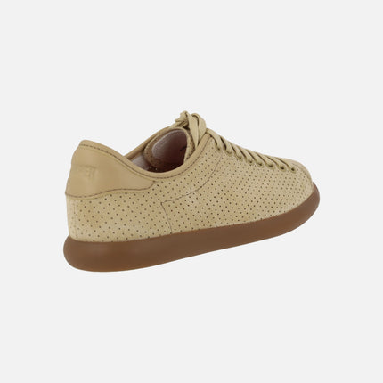 Zapatillas deportivas Pelotas Soller en nobuck beige con picados