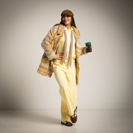 Checkered printed jacket in yellow combination
