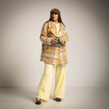 Checkered printed jacket in yellow combination