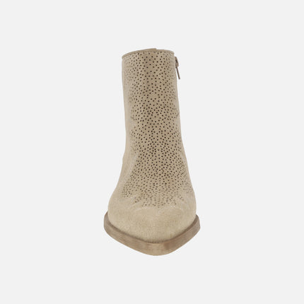 Cowboy style Alpe Holly Ankle Boots in Sand Suede Leather