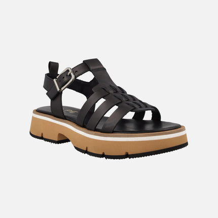 Sandalias negras de piel con piso tricolor Zanzibar