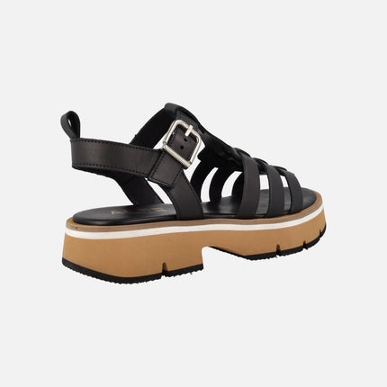 Sandalias negras de piel con piso tricolor Zanzibar