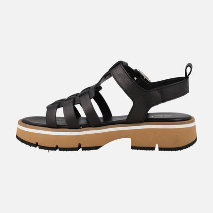 Sandalias negras de piel con piso tricolor Zanzibar