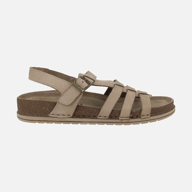 Sandalias de piel estilo cangrejeras con planta BIO