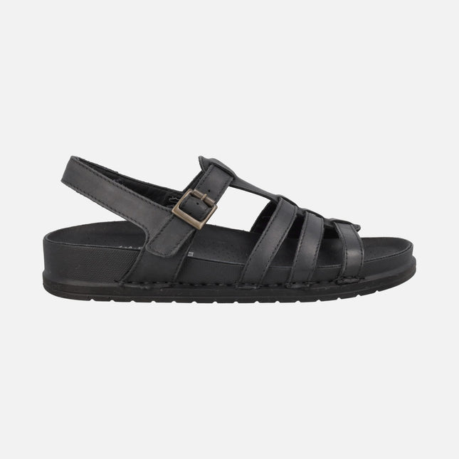 Sandalias de piel estilo cangrejeras con planta BIO