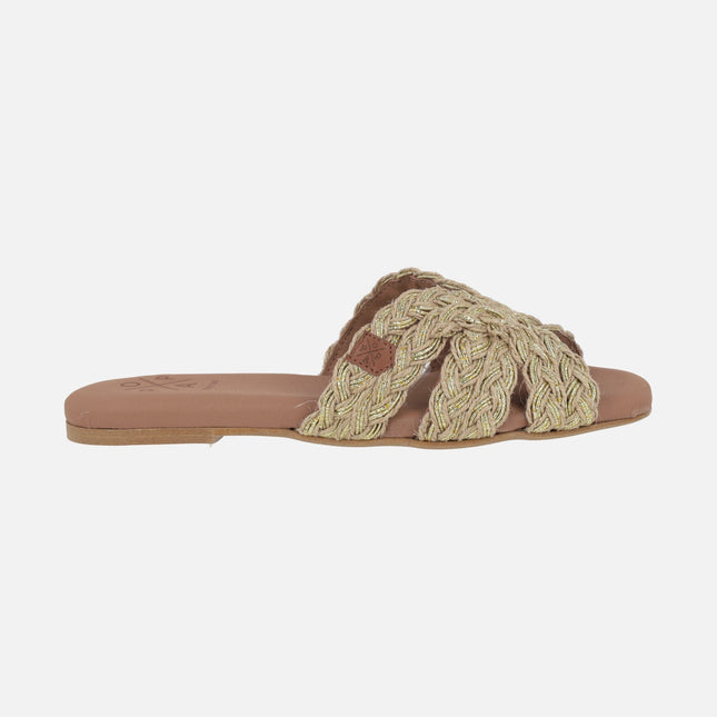 Durban flat sandals in braided jute fabric