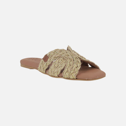 Durban flat sandals in braided jute fabric