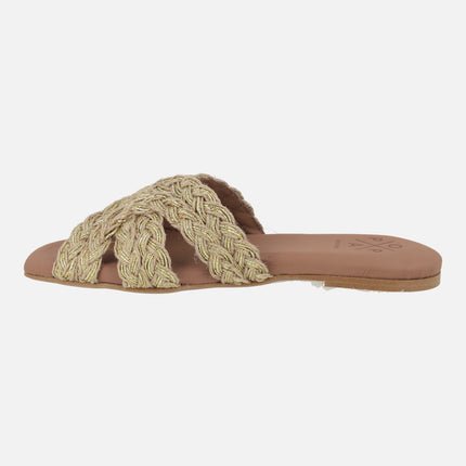 Durban flat sandals in braided jute fabric