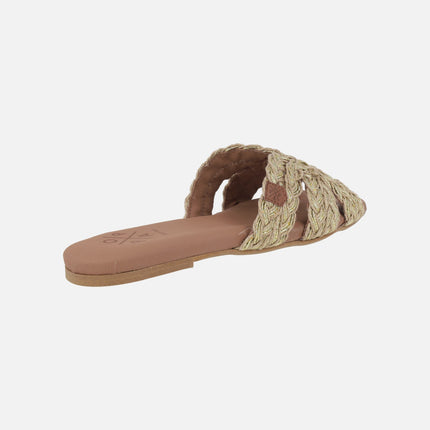 Durban flat sandals in braided jute fabric