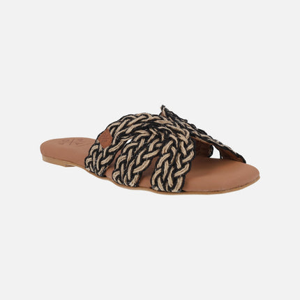 Durban flat sandals in braided jute fabric