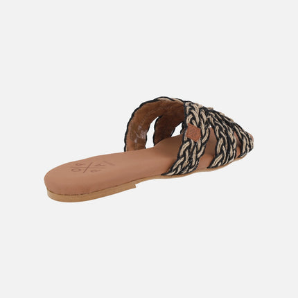 Durban flat sandals in braided jute fabric