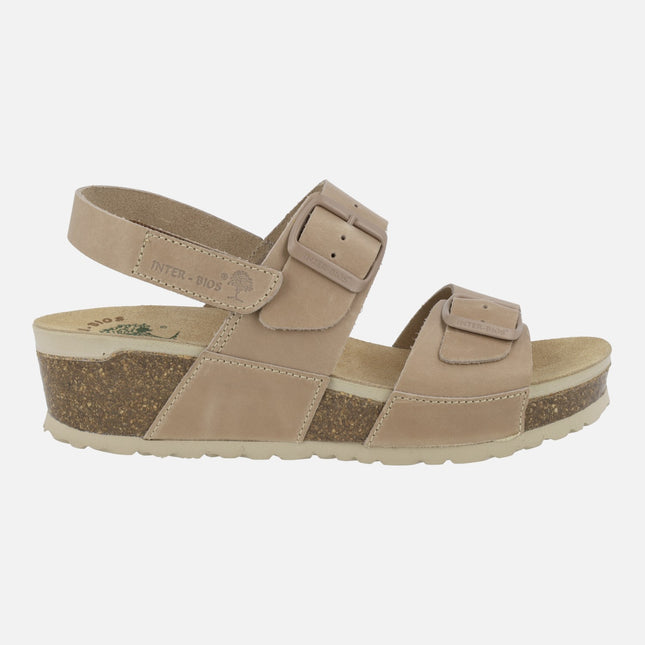 Sandalias de piel engrasadas con hebillas y velcro