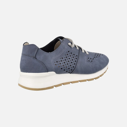 Sneakers with perforations and elastic cords