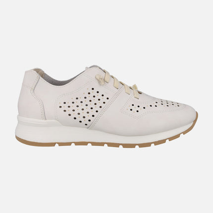 Sneakers with perforations and elastic cords