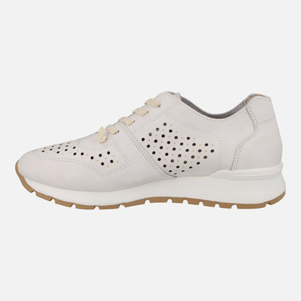 Sneakers with perforations and elastic cords