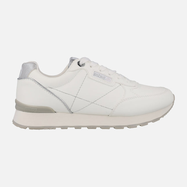 Zapatillas deportivas blancas con detalles plata Joggo classic