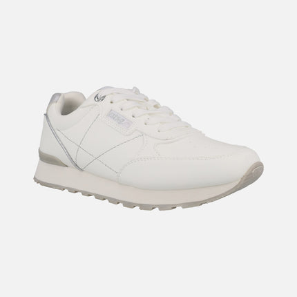 Zapatillas deportivas blancas con detalles plata Joggo classic