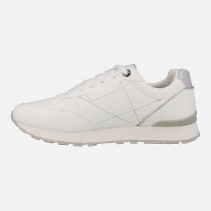 Zapatillas deportivas blancas con detalles plata Joggo classic