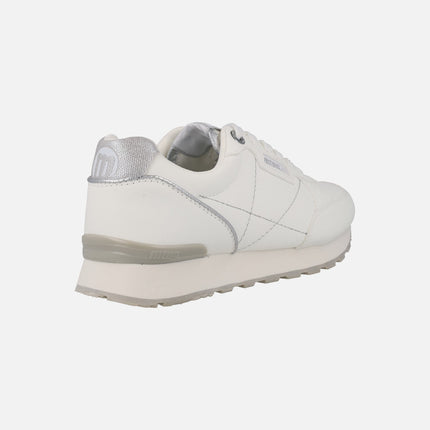 Zapatillas deportivas blancas con detalles plata Joggo classic