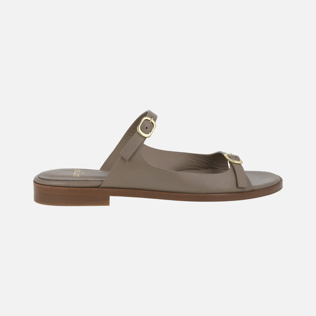 Sandalias planas de piel para mujer Lottusse Nylo con hebillas