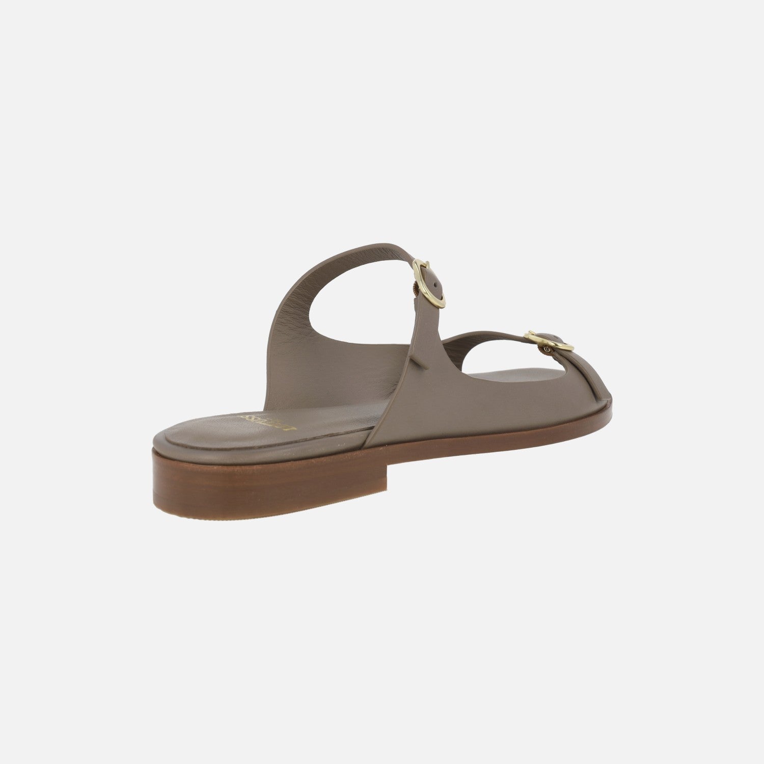 Flat leather sandals for women Lottusse Nylo with buckles