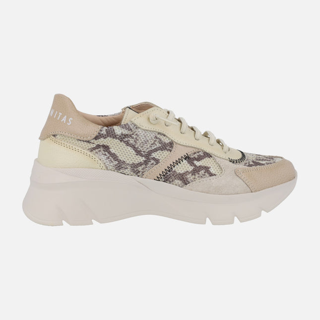 Kansas Python Taupe platform sneakers