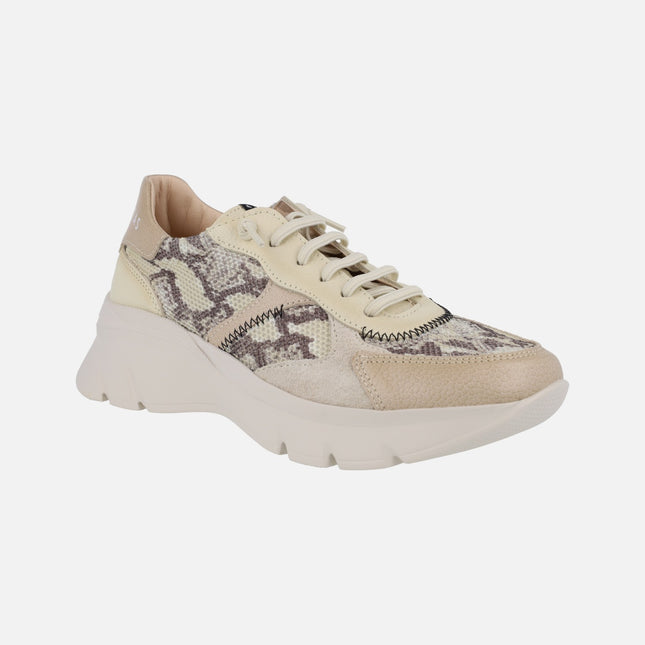 Kansas Python Taupe platform sneakers