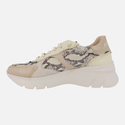 Kansas Python Taupe platform sneakers