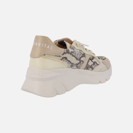 Kansas Python Taupe platform sneakers