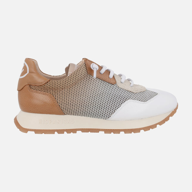 Kansas sneakers in white and brown combi