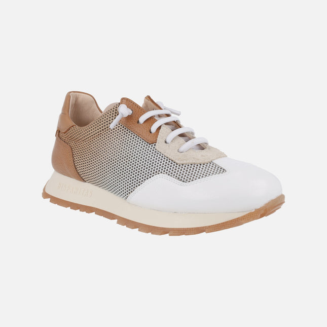 Kansas sneakers in white and brown combi