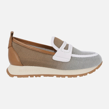 Sport Kansas moccasins in brown and white combined